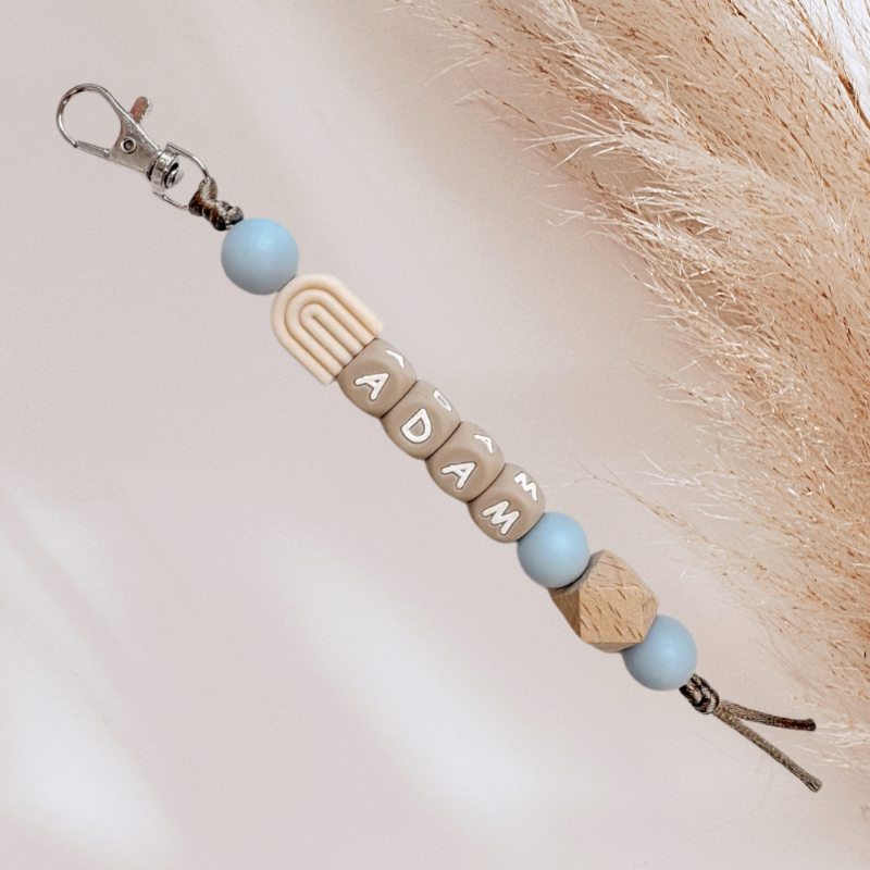 Sleutelhanger met naam regenboog blauw