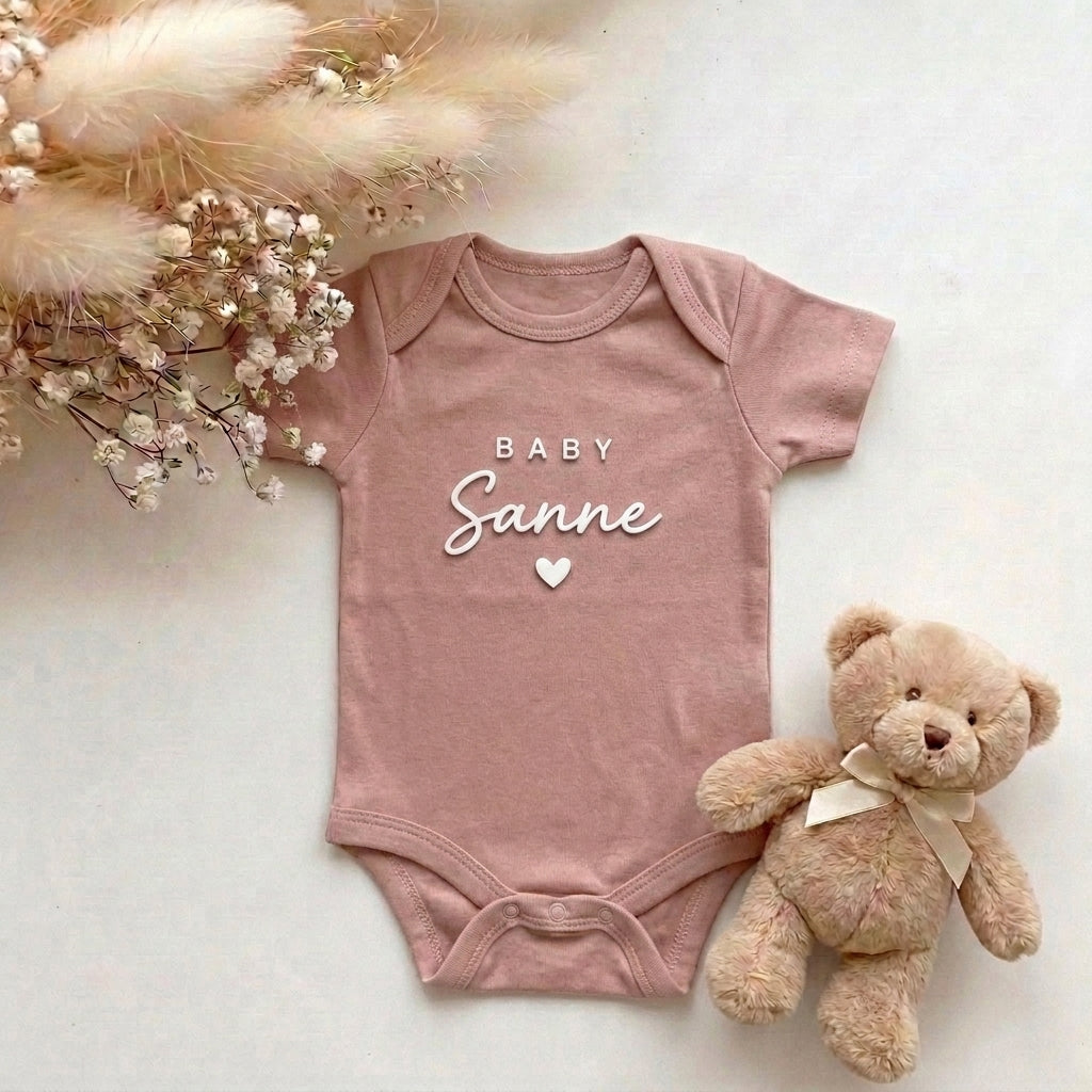 Romper met Naam Roze | Baby Naam Hartje | May Mays