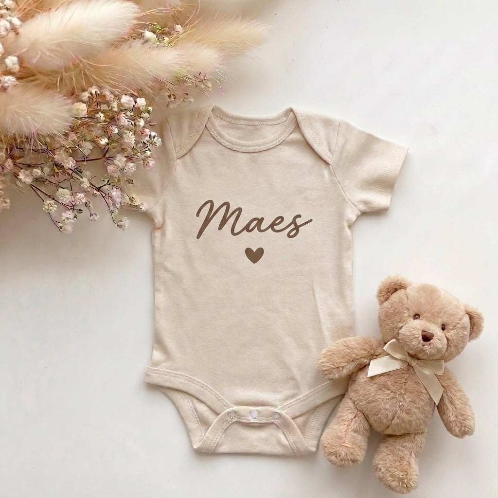 Romper met Naam Beige | Hartje | May Mays