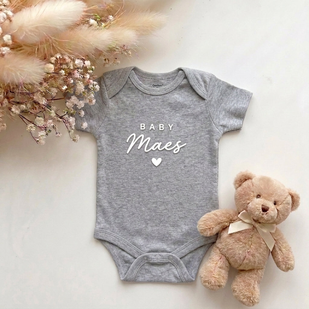 Romper met naam baby | Grijs korte mouw