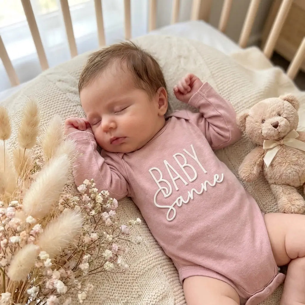 Baby bodysuit with Name Pink | Double Name | May Mays