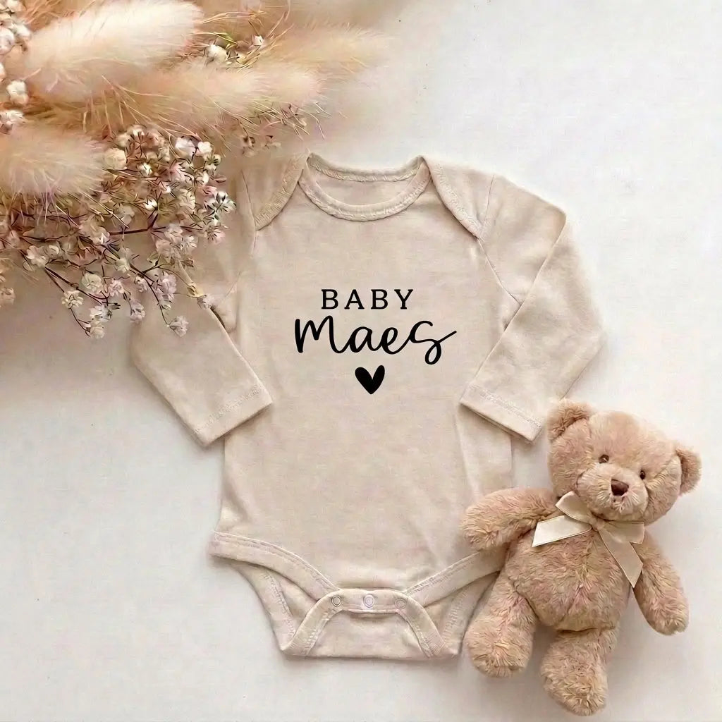 Romper met Naam Beige | Baby Naam Hartje | May Mays