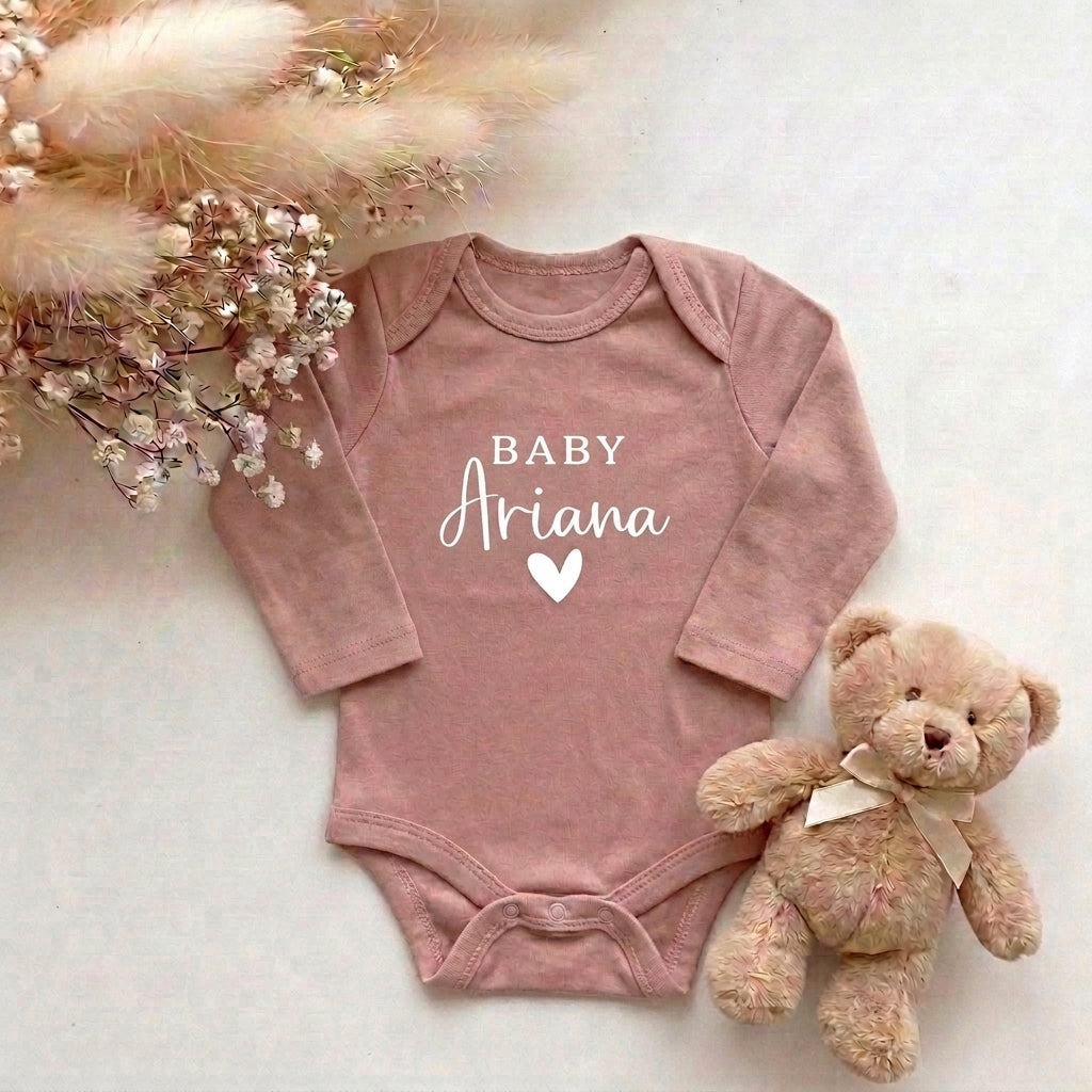 Romper met Naam Roze | Baby Naam Hartje | May Mays