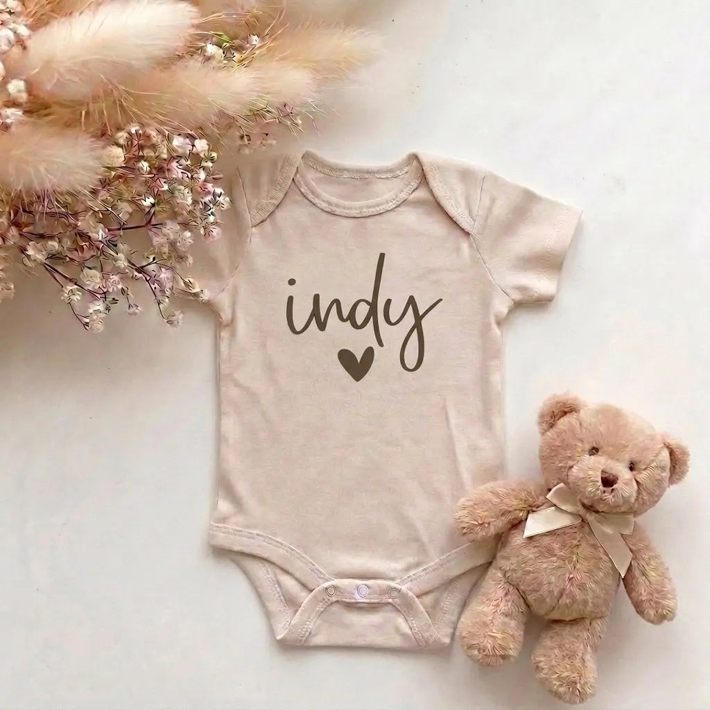 Romper met Naam Beige | Hartje | May Mays