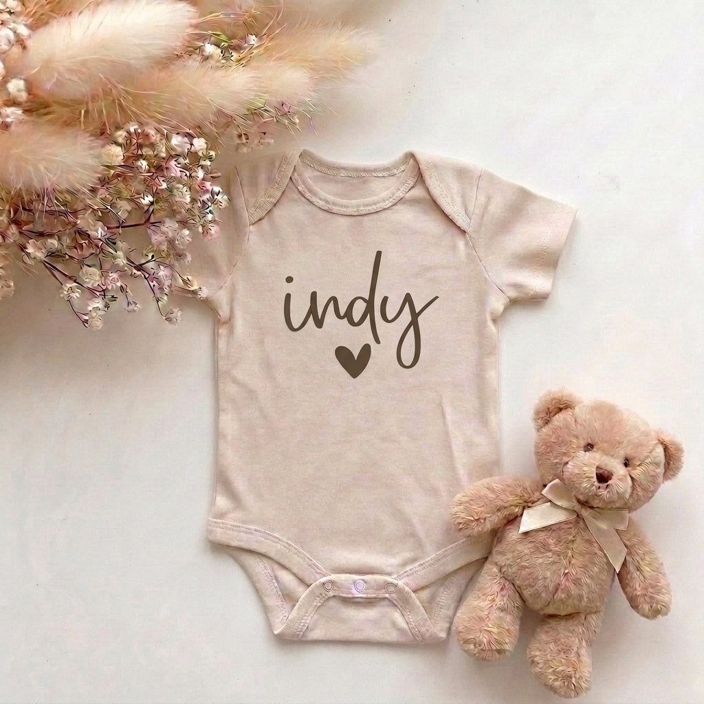 Romper met Naam Beige | Hartje | May Mays