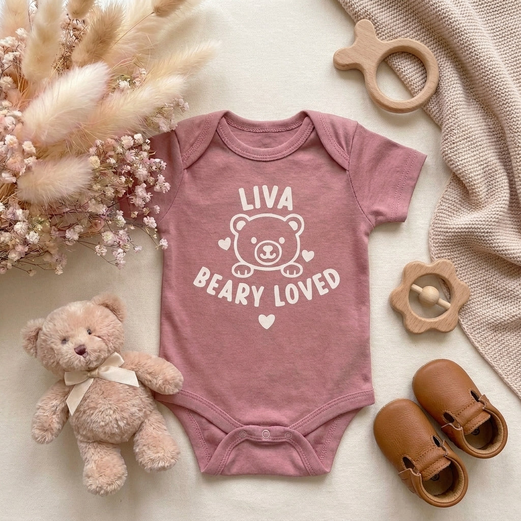 Romper met Naam roze | Beer Beary Loved | May Mays