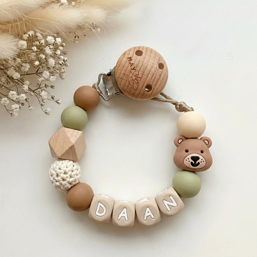 Speenkoord met naam beer groen