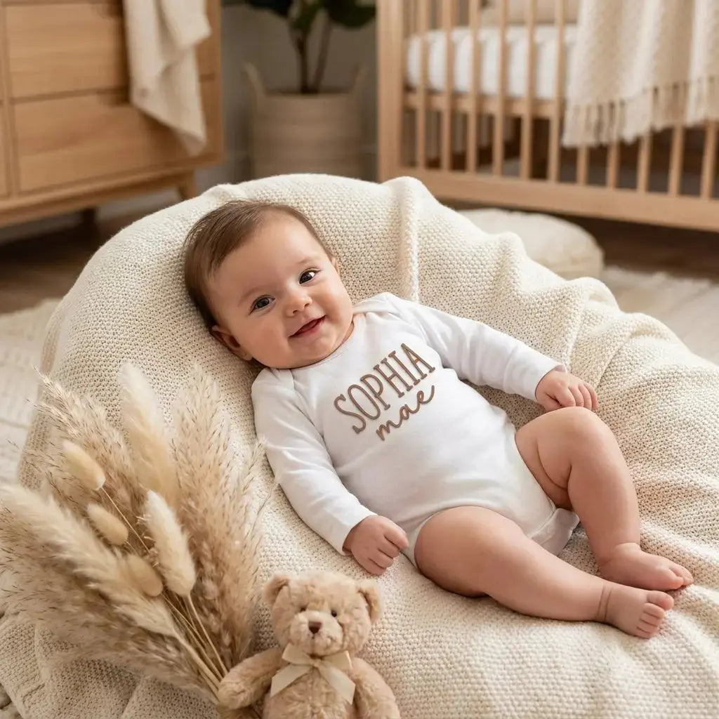baby rompertje naam wt lange mouw