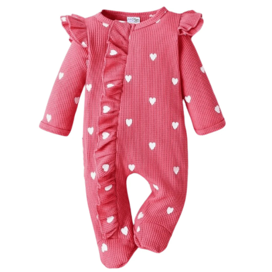 Playsuit Herzen inkl. Haarband Rüschen leuchtend rosa