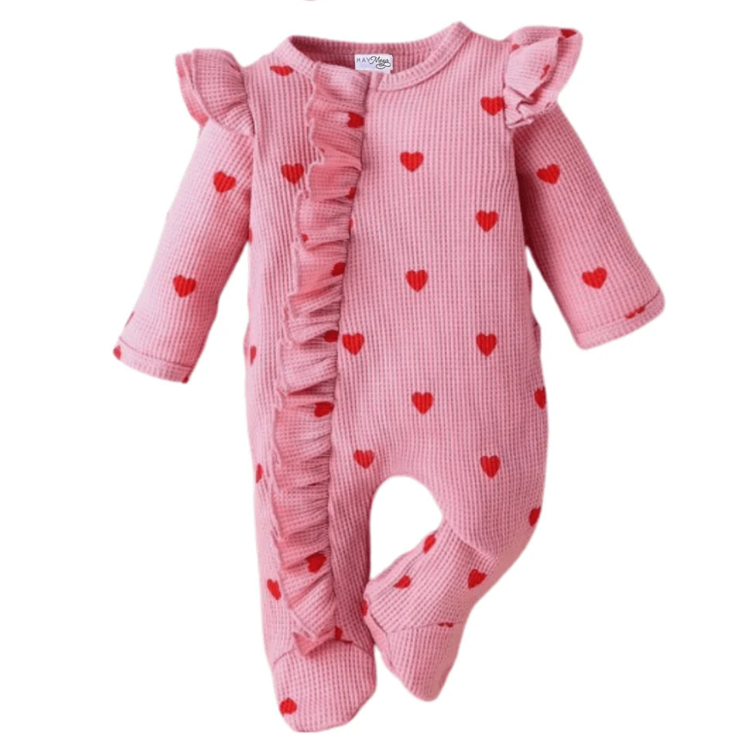 Playsuit Herzen inkl. Haarband Rüschen rosa