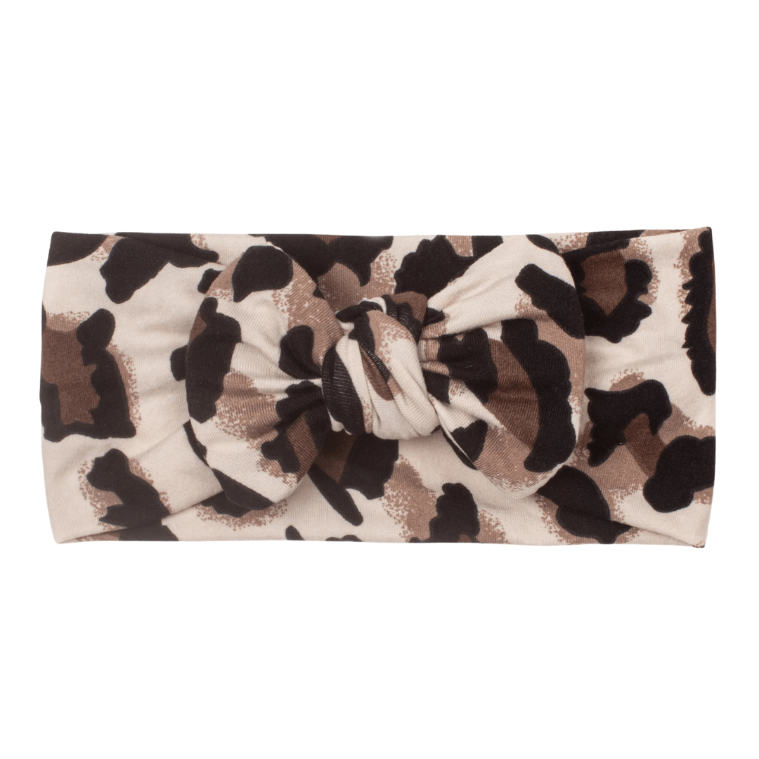 Geknoopte haarband Lilly leopard taupe 1 - 3 jaar - May Mays