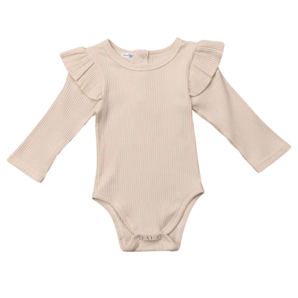 May Mays romper ruffle rib beige Isabelle - May Mays