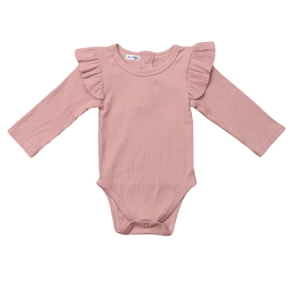 May Mays romper ruffle rib roze Isabelle - May Mays