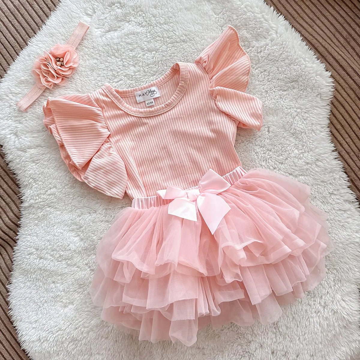 May Mays romper ruffle rib roze Yara - May Mays