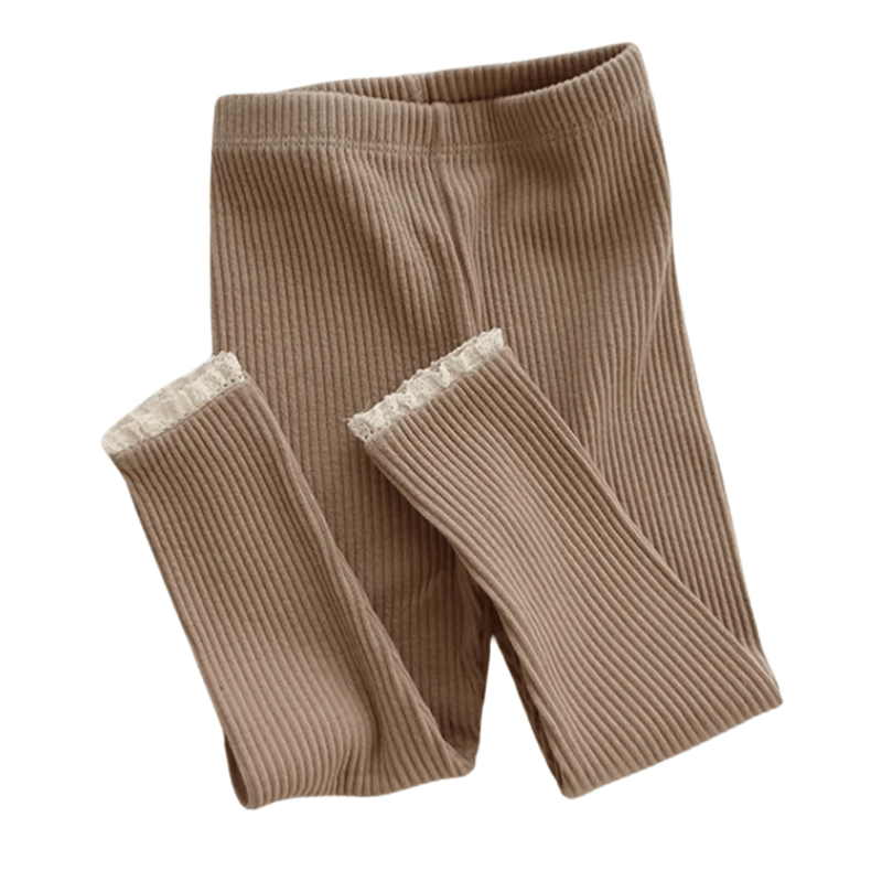 Rib legging ruffle taupe Romy - May Mays