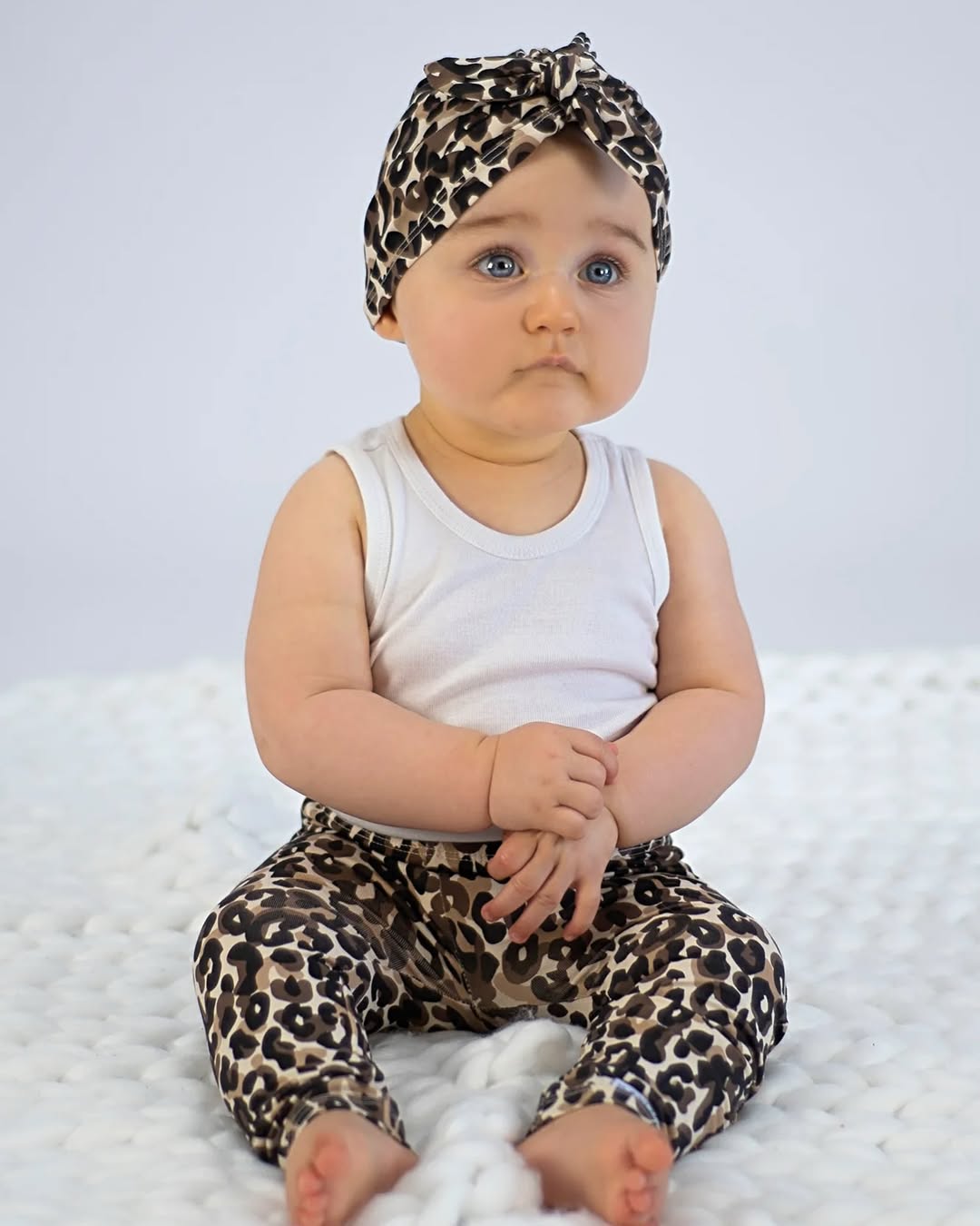 Strik mutsje leopard