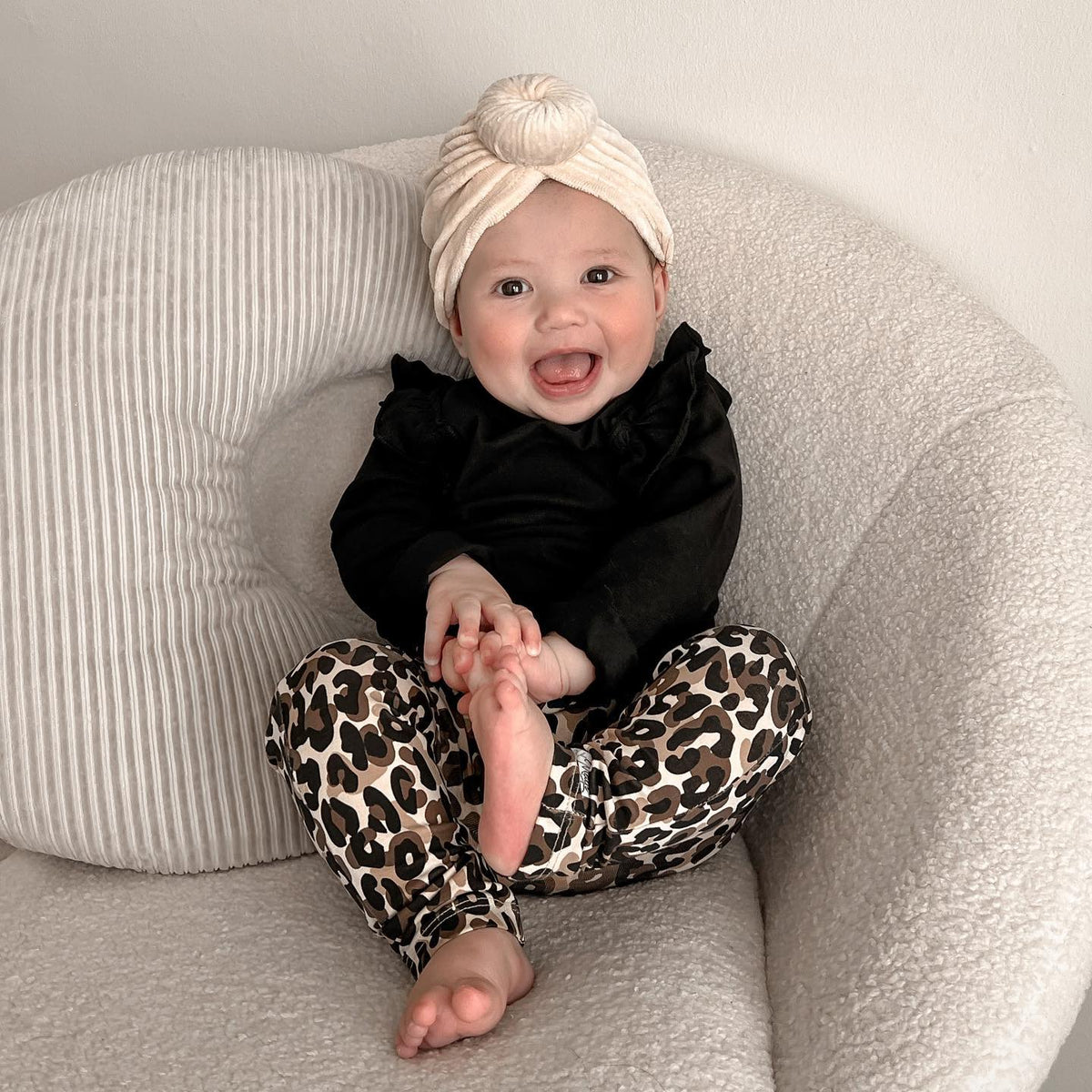 turban mutsje velvet beige