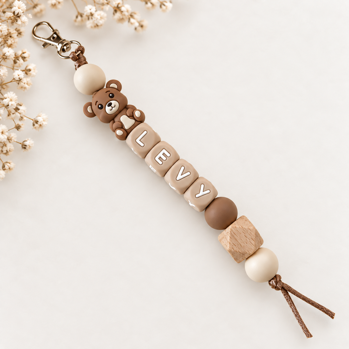 Keychain with name bear natural