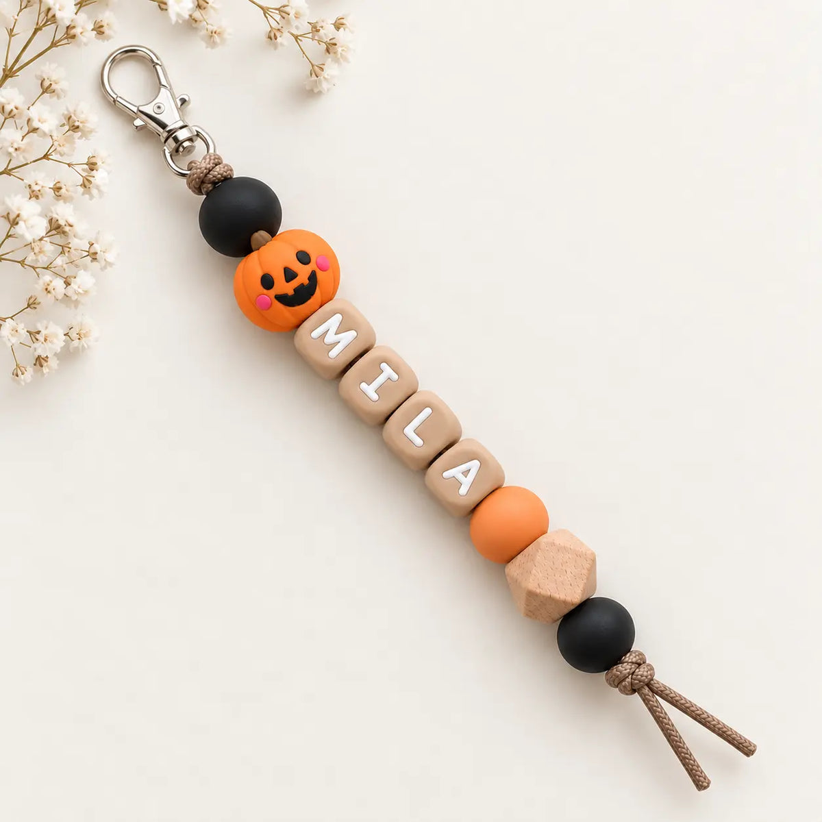 Personalized pumpkin Halloween keychain