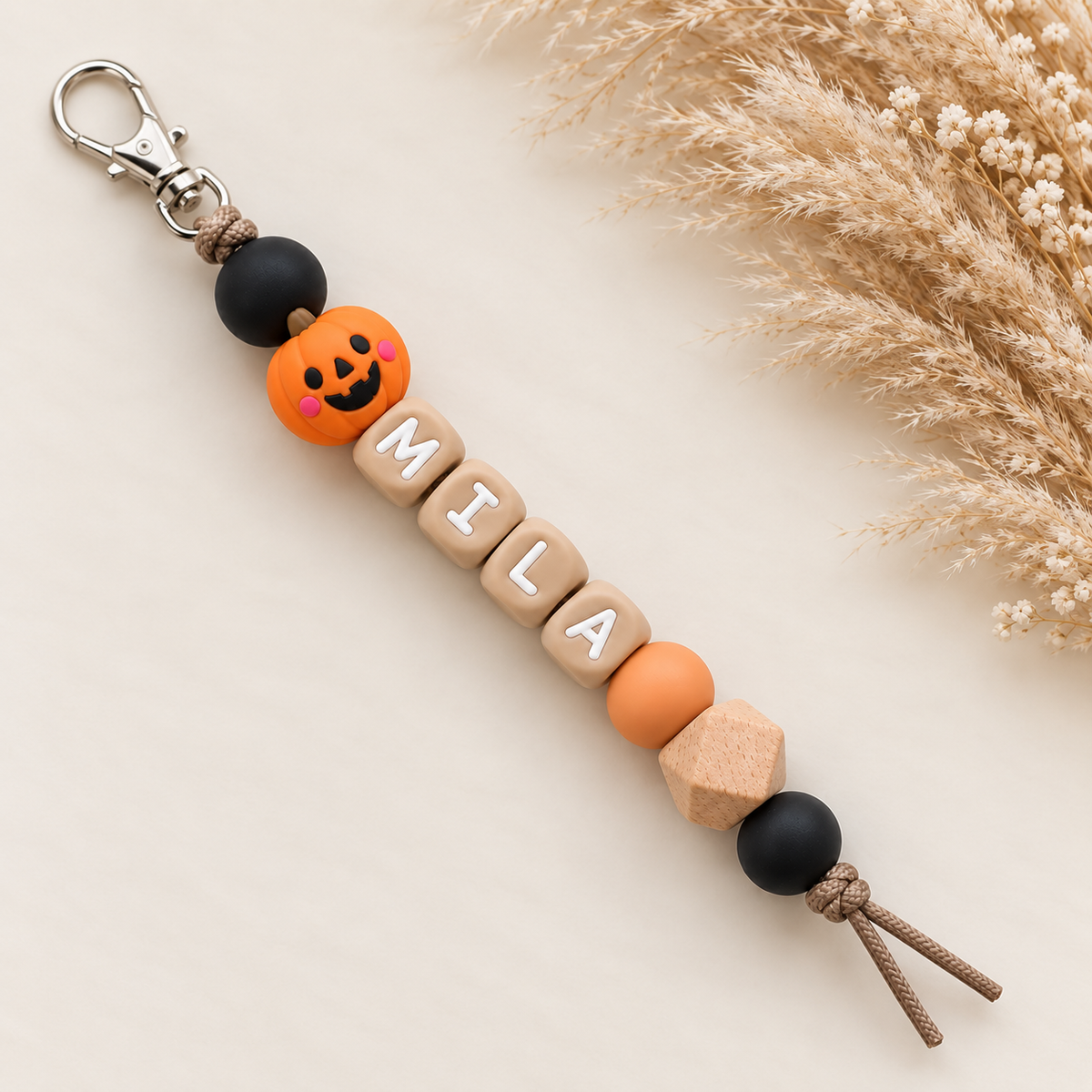 Sleutelhanger met naam pompoen halloween