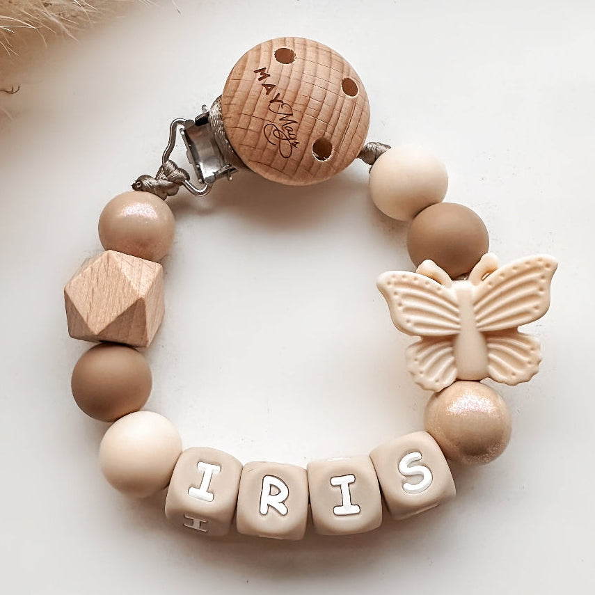 speenkoord met naam vlinder goud naturel