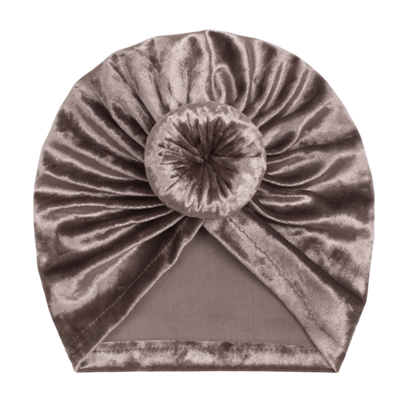 Velvet turban mutsje taupe Mae - May Mays