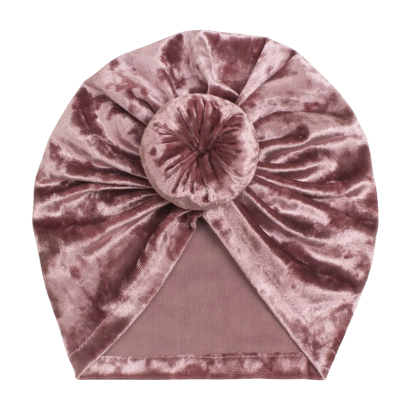 Velvet turban mutsje rose Mae