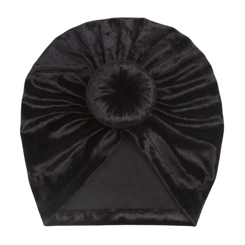 Velvet turban mutsje zwart Mae