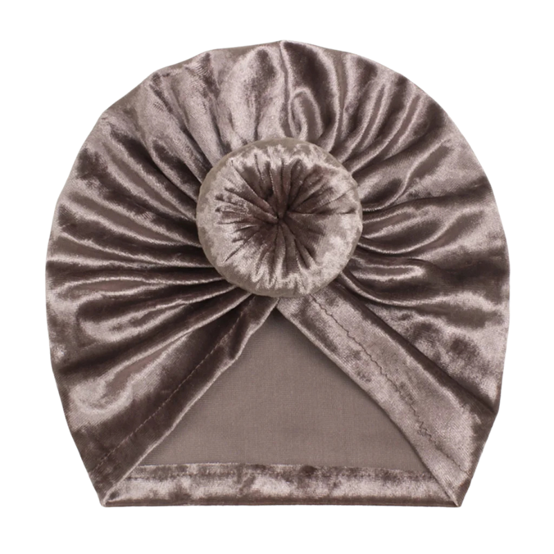 Velvet turban mutsje taupe Mae