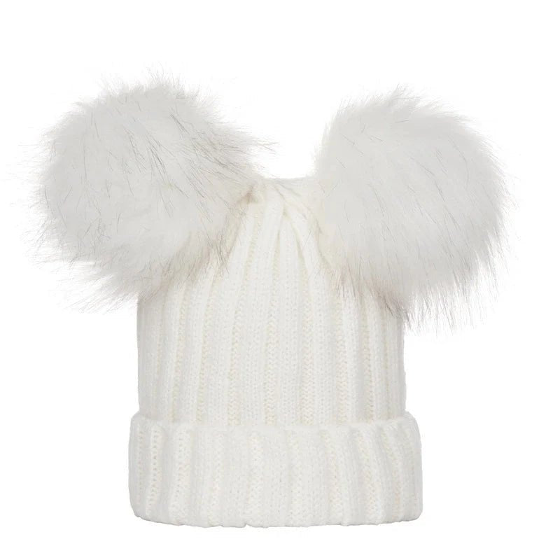 Wintermutsje beanie 2 pompoms beige Lizie - May Mays