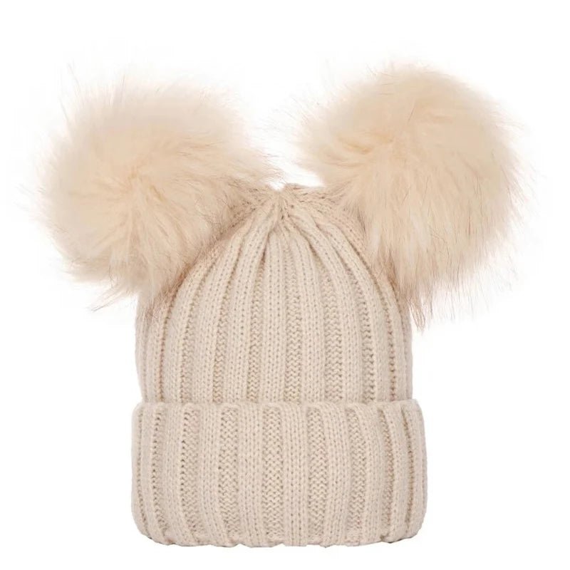 Wintermutsje beanie 2 pompoms beige Lizie - May Mays