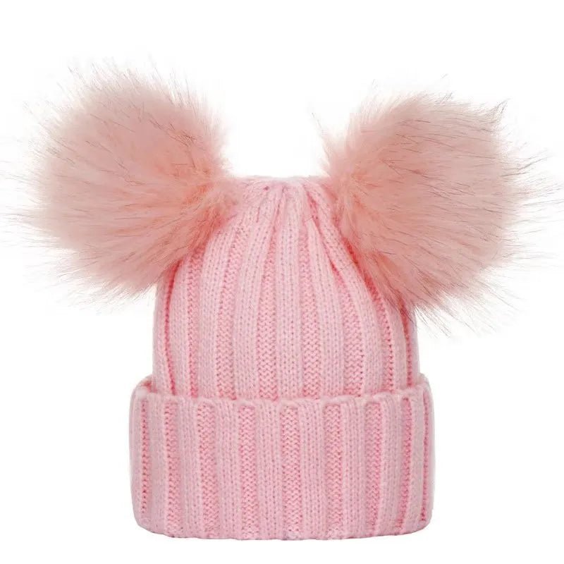 Wintermutsje beanie 2 pompoms roze Lizie - May Mays